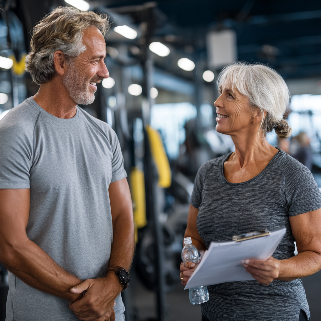 mature adults receiving personalized fitness guidance